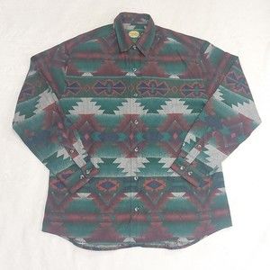 CABELA'S Women's Aztec Southwestern Multi-Colored Flannel Button Up Shirt Size M